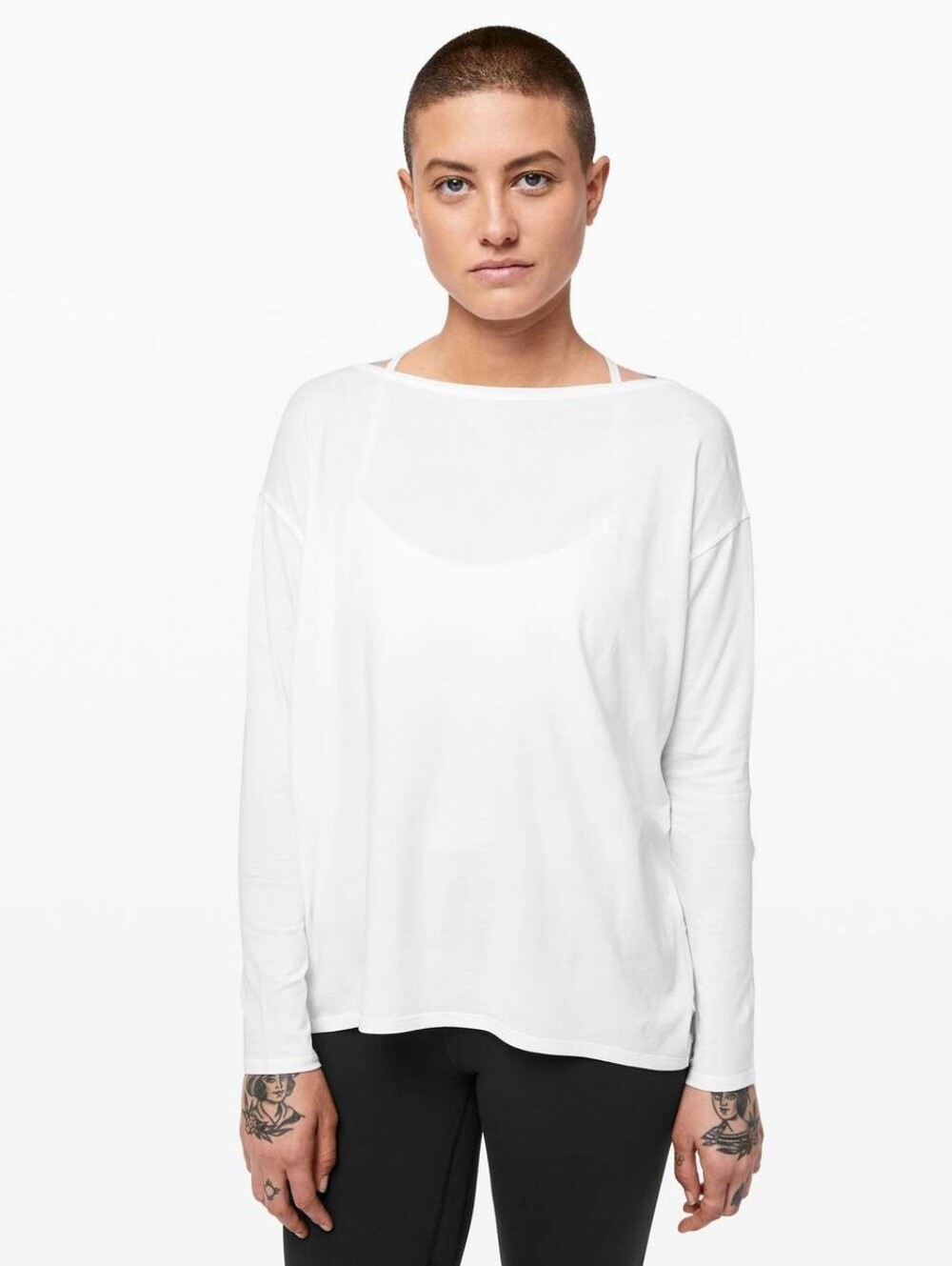 Lululemon Back In Action Long Sleeve White Pima Cotton Flowy Top Size 6